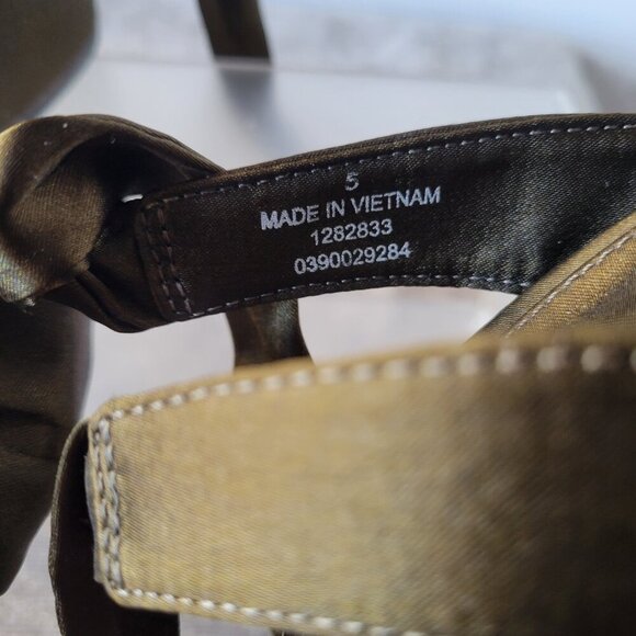 (NWT) ASOS Olive Green Satin Ankle Strap Block Heels Shoes (Size: 8) - Picture 4 of 10